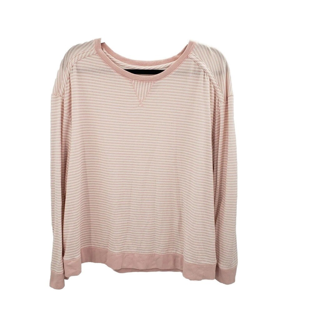 Koolaburra By UGG striped Knit Lounge Top Womens Large Pink White Long Sleeve